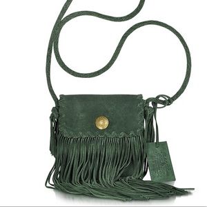 LIKE NEW forest green Ralph Lauren fringed purse